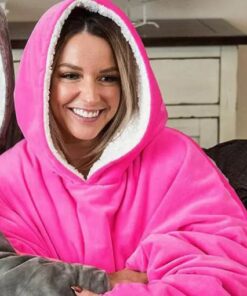 Zimowa, oversize'owa bluza z kapturem i kocem rozgrzewającym